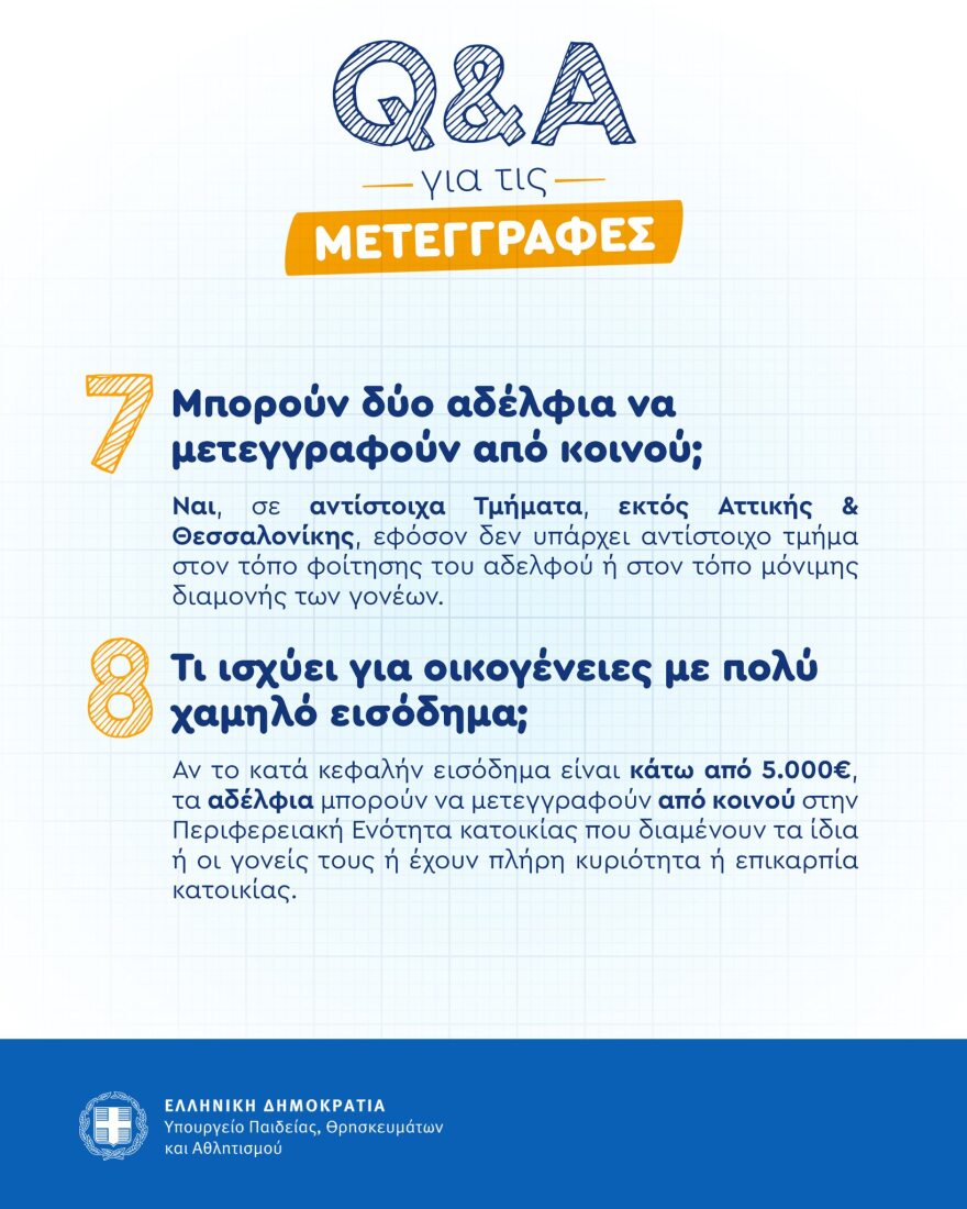 Ξεκίνησαν οι αιτήσεις για τις μετεγγραφές φοιτητών: Ποιοι δικαιούνται, ποια δικαιολογητικά απαιτούνται, τι ισχύει για αδέρφια και οικογένειες με χαμηλό εισόδημα