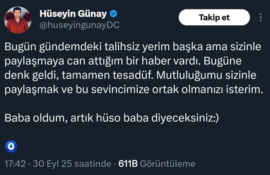 «Έγινα πατέρας» - Η τελευταία ανάρτηση του Τούρκου δημοσιογράφου στο X πριν απολυθεί και κλείσει τον λογαριασμό του