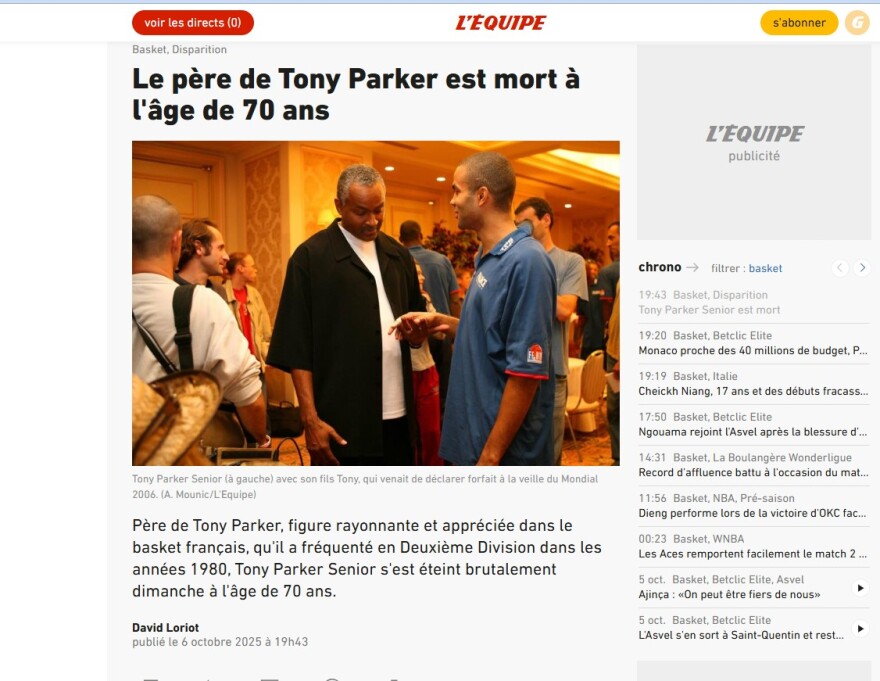 Θρήνος για τον Τόνι Πάρκερ που έχασε τον πατέρα του