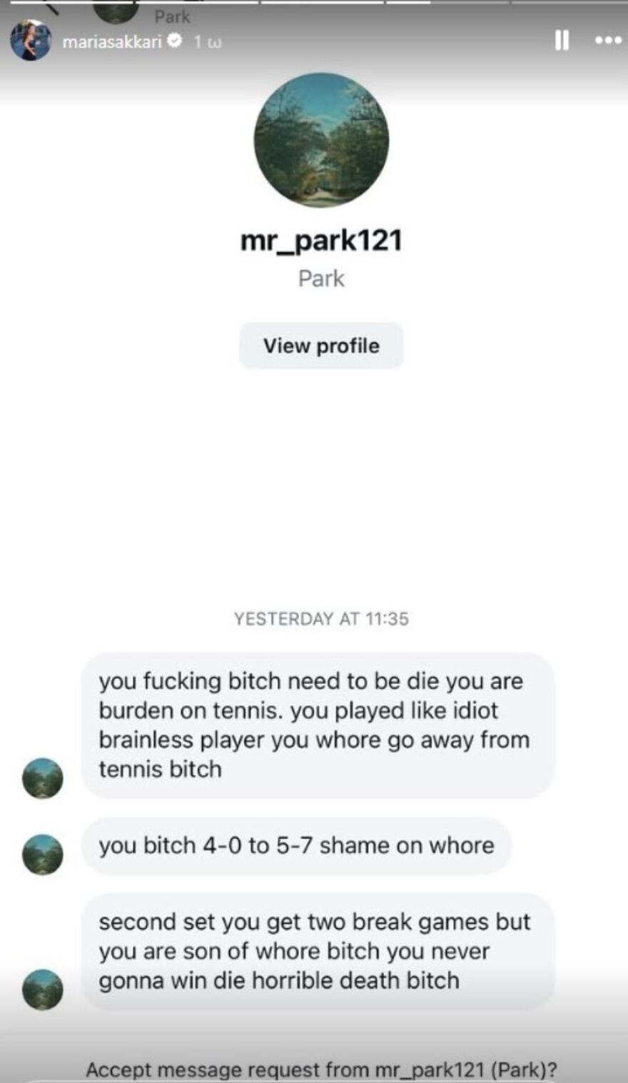 Σάκκαρη: Δημοσίευσε τα απειλητικά και προσβλητικά μηνύματα που δέχτηκε μετά την ήττα της από τη Φερνάντεζ