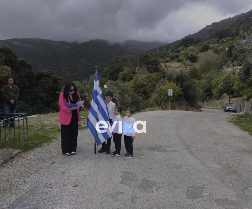 Βίντεο: Δύο μαθητές Δημοτικού έκαναν παρέλαση σε χωριό της Καρύστου - Τους αγαπώ, είπε η δασκάλα