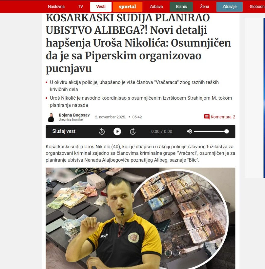 Νέες αποκαλύψεις για τον ρόλο του διαιτητή Νίκολιτς στη συμμορία Βρατσάρτσι - Ύποπτος για τον σχεδιασμό απόπειρας δολοφονίας 