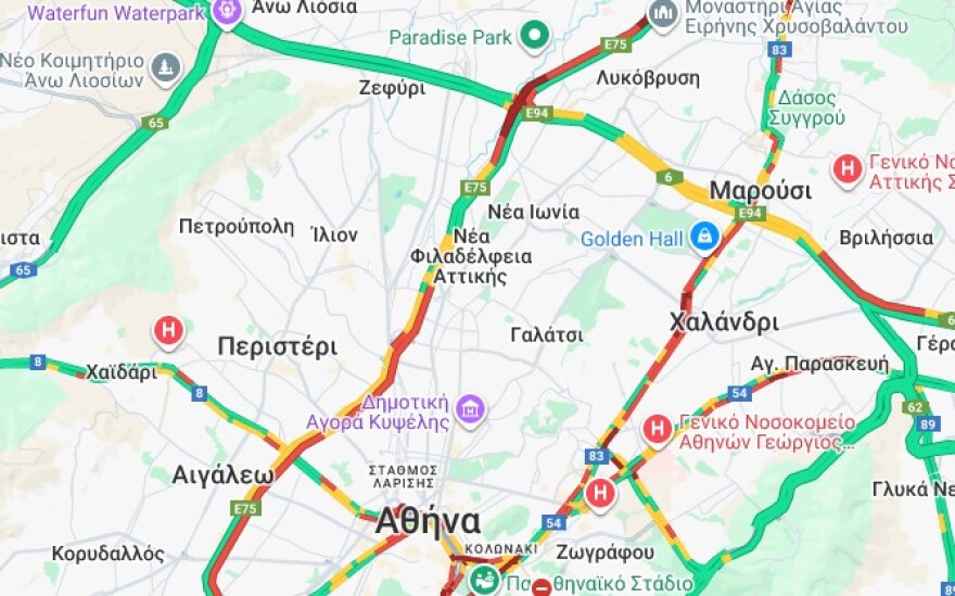 Κίνηση στους δρόμους: Στο «κόκκινο» ο Κηφισός και το κέντρο, με χαμηλές ταχύτητες στην κάθοδο της Λεωφ. Συγγρού λόγω τροχαίου