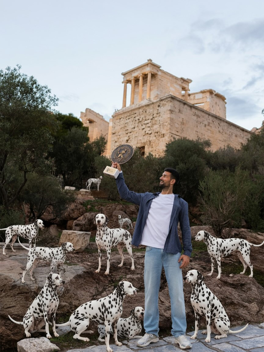 Ο Νόβακ Τζόκοβιτς πανηγυρίζει τον 101ο τίτλο του στην Ακρόπολη με... σκυλιά Δαλματίας
