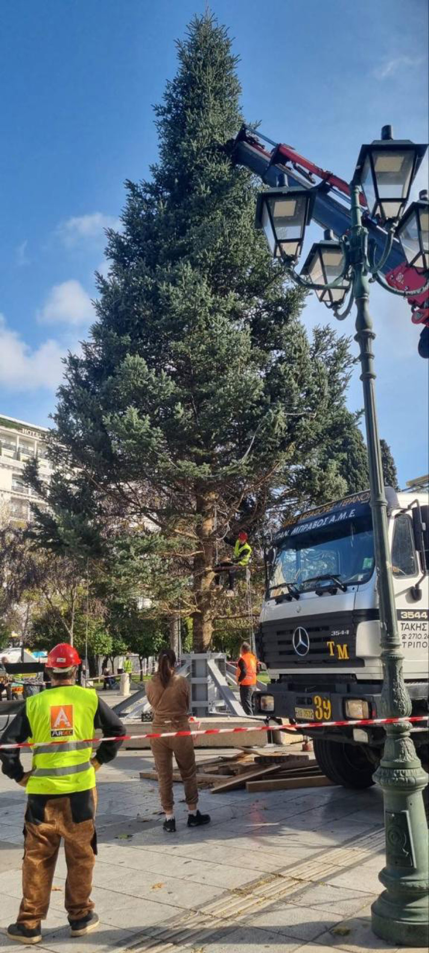 Έφτασαν σε Σύνταγμα και Αριστοτέλους τα χριστουγεννιάτικα δέντρα σε Αθήνα και Θεσσαλονίκη - Δείτε βίντεο