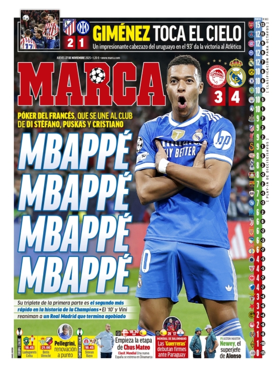 Αποθέωση για τον Ολυμπιακό στα ισπανικά Μέσα - «Η Ρεάλ υπέφερε στον Πειραιά παρά τα τέσσερα γκολ»