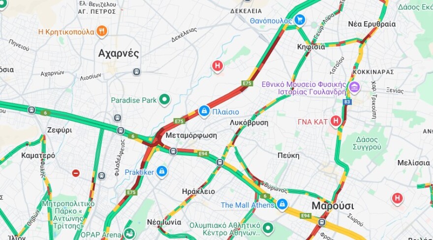 Στο «κόκκινο» η κίνηση στην Αθηνών