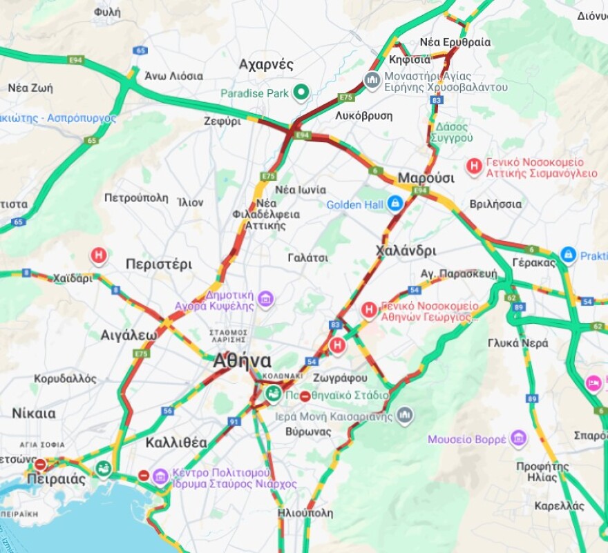 Κίνηση τώρα στους δρόμους: Στο κόκκινο Κηφισός, Κηφισίας και βασικοί άξονες της Αθήνας