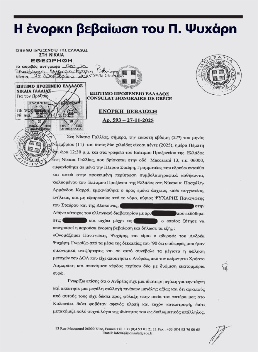 Επεισόδιο No2 στον εμφύλιο: Ο Πάνος Ψυχάρης υπέρ του αδελφού του Ανδρέα και κατά της χήρας του πατέρα του