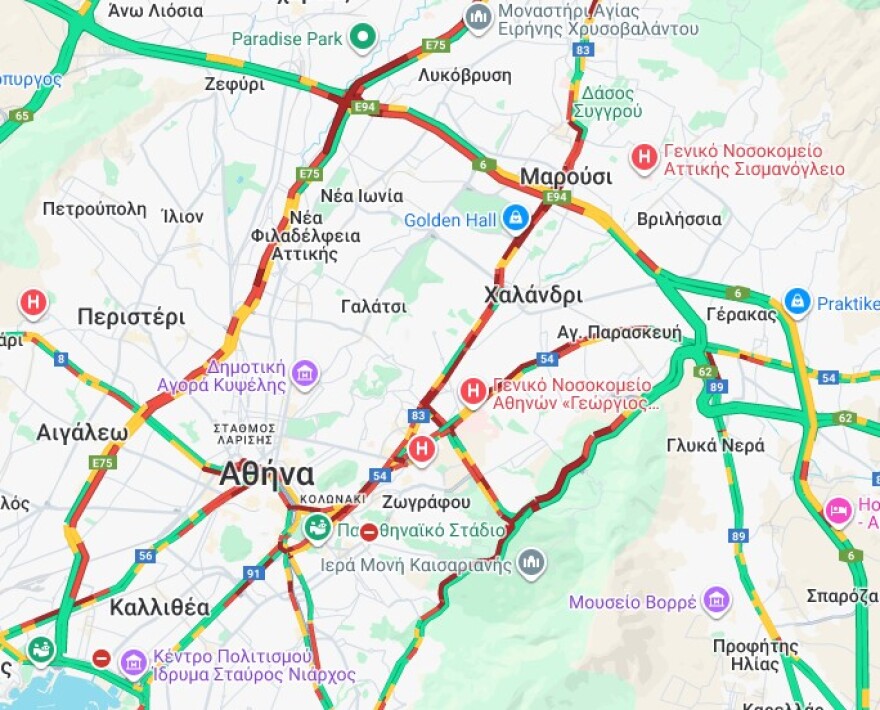 Κίνηση στους δρόμους: Μποτιλιαρισμένος ο Κηφισός, στο «κόκκινο» η Κηφισίας και κεντρικοί δρόμοι στην Αθήνα