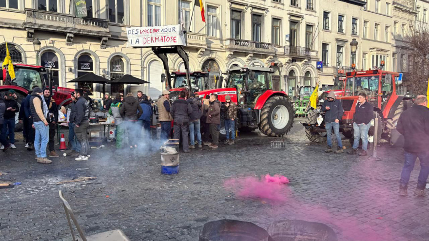Χάος στις Βρυξέλλες: Φωτιές, καπνογόνα και δακρυγόνα στη συγκέντρωση των αγροτών μπροστά από το ευρωκοινοβούλιο, δείτε live