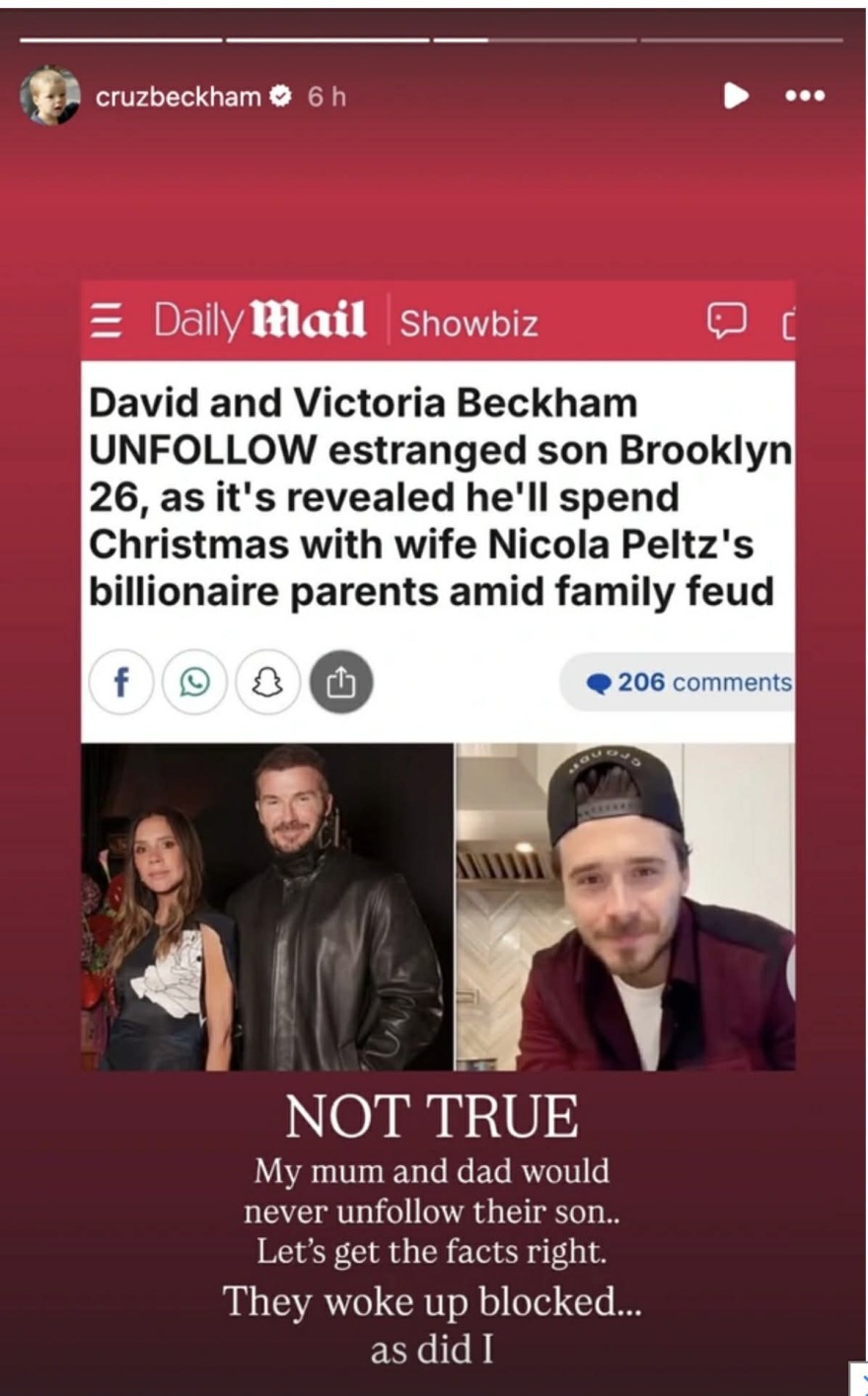 Οι γονείς μας δεν έκαναν ποτέ unfollow τον γιο τους, εκείνος μας μπλόκαρε, ξεκαθάρισε ο Κρουζ Μπέκαμ για τον Μπρούκλιν