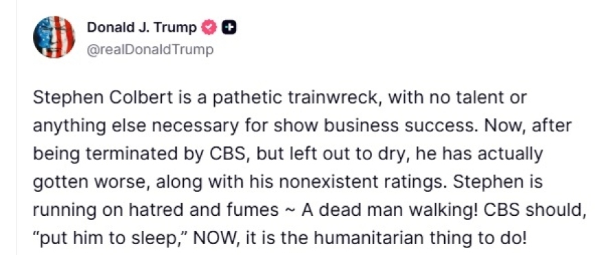 Ντόναλντ Τραμπ κατά των late night σόου: Βάλτε για ύπνο τον Στίβεν Κολμπέρτ τώρα, καλεί το CBS