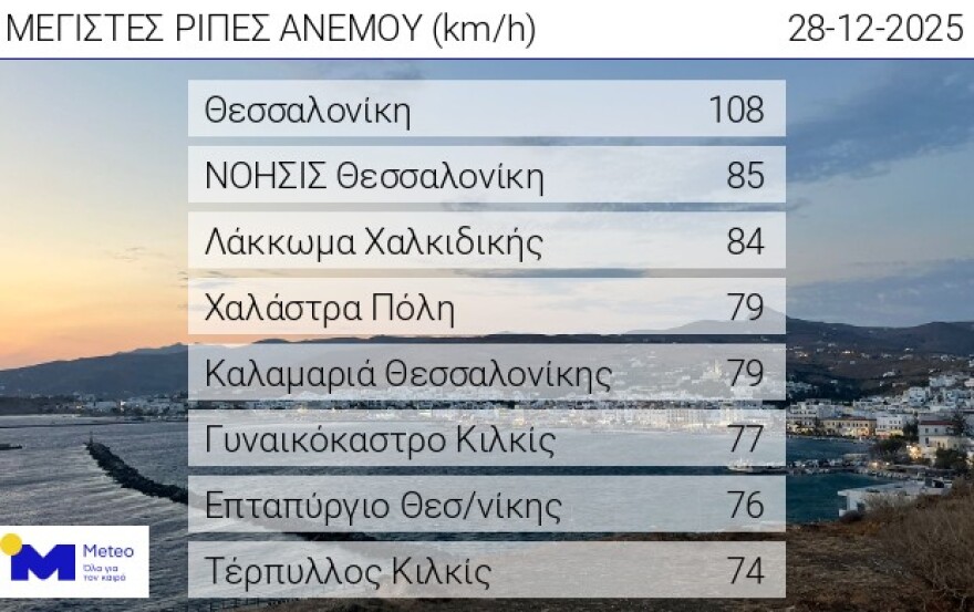 Θυελλώδεις άνεμοι στη Θεσσαλονίκη, ξεπέρασαν τα 100 χλμ την ώρα οι ριπές: Δεκάδες κλήσεις για πτώσεις δέντρων