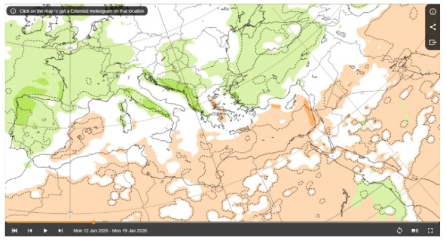 Κολυδάς: Ήπιο και χωρίς ακραία χειμερινά χαρακτηριστικά το πρώτο μισό του Ιανουαρίου στη χώρα, δείτε χάρτες