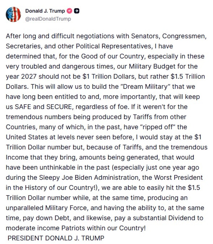 Ο Τραμπ σχεδιάζει αύξηση των αμυντικών δαπανών σε 1,5 τρισ. δολάρια