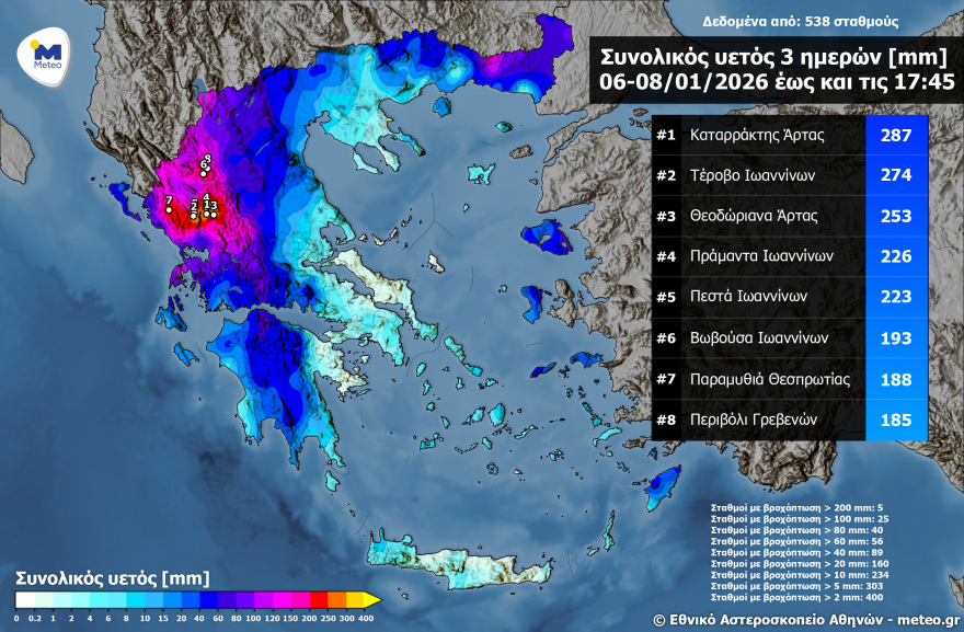 Νερό δύο μηνών έπεσε σε δύο ημέρες στην Ήπειρο που έφτασε στο όριό της, λέει η Ζιακοπούλου - Χάρτης με τις περιοχές που έβρεξε περισσότερο
