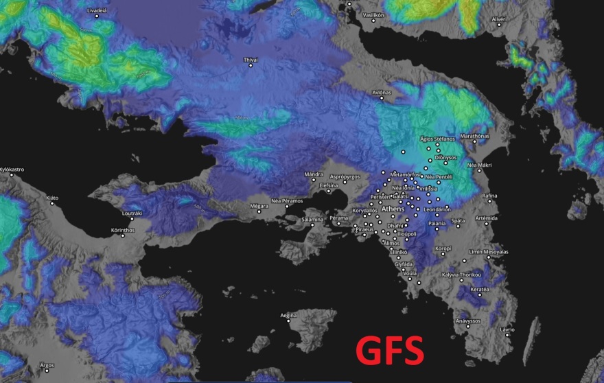 Καλλιάνος: Δεν είναι ξεκάθαρο ότι θα χιονίσει στην Αττική, δείτε χάρτες από 4 προγνωστικά μοντέλα
