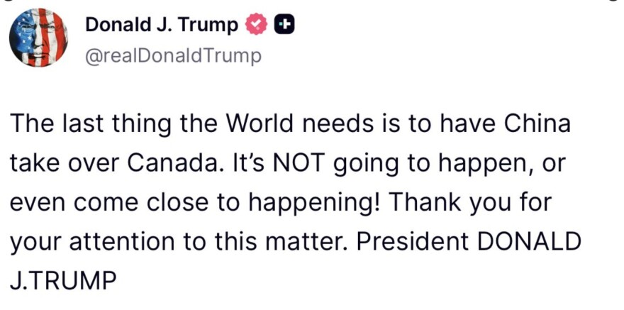 «Η Κίνα θα φάει τον Καναδά ζωντανό»: Ο Τραμπ απειλεί τους γείτονές του με δασμούς 100%, αν κάνουν εμπορική συμφωνία με το Πεκίνο