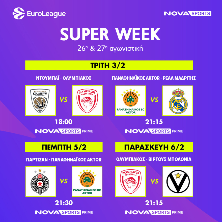 EuroLeague: H «Διαβολοβδομάδα» Νο8 στο παρκέ του Novasports! 