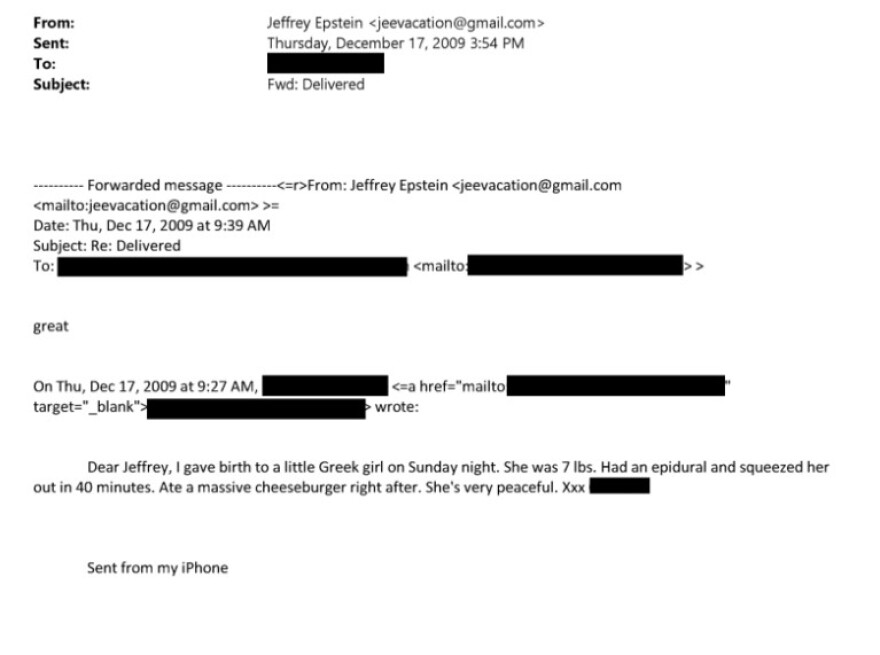 «Αγαπητέ Τζέφρι, έφερα στον κόσμο μια μικρή Ελληνίδα»: Το μήνυμα άγνωστης γυναίκας στον Επστάιν και το «τσίζμπεργκερ» που πυροδοτεί θεωρίες συνωμοσίας