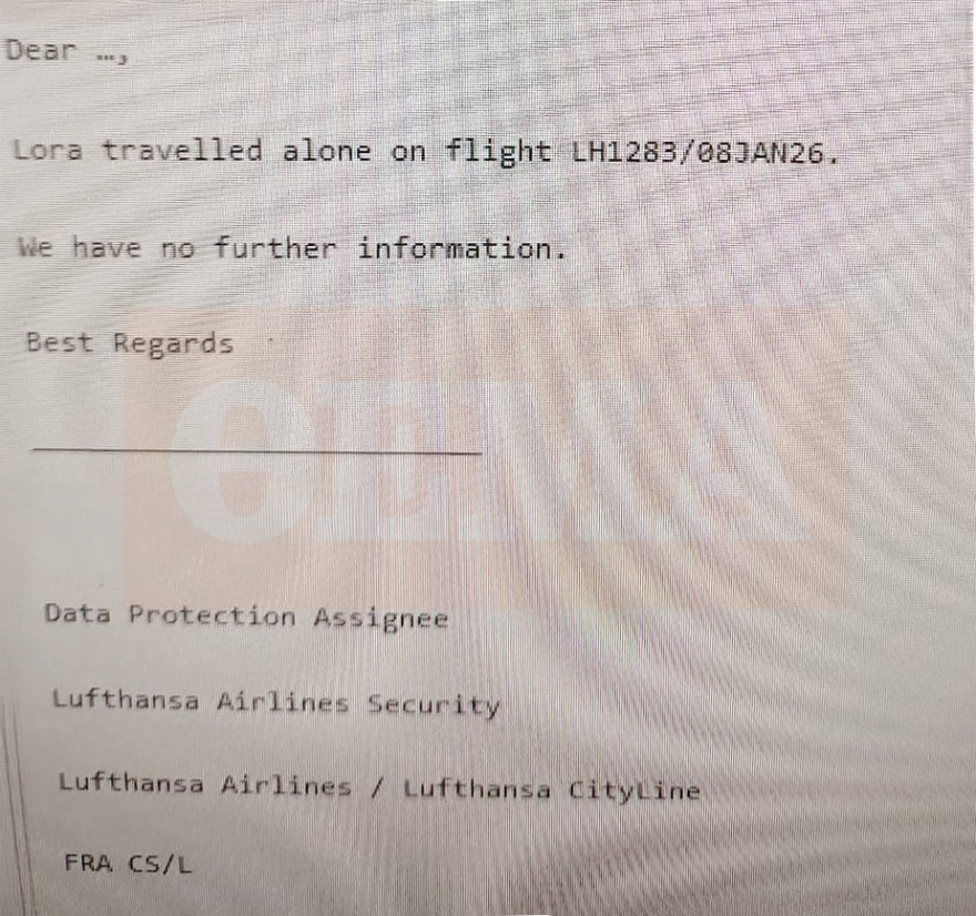 Το μήνυμα της Lufthansa στην ΕΛΑΣ για την 16χρονη Λόρα: «Ταξίδεψε μόνη της για την Γερμανία, δεν έχουμε άλλες πληροφορίες»
