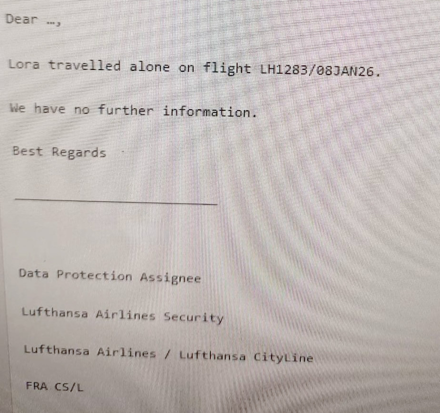 Το μήνυμα της Lufthansa για την 16χρονη Λόρα: «Ταξίδεψε μόνη της για την Γερμανία, δεν έχουμε άλλες πληροφορίες»