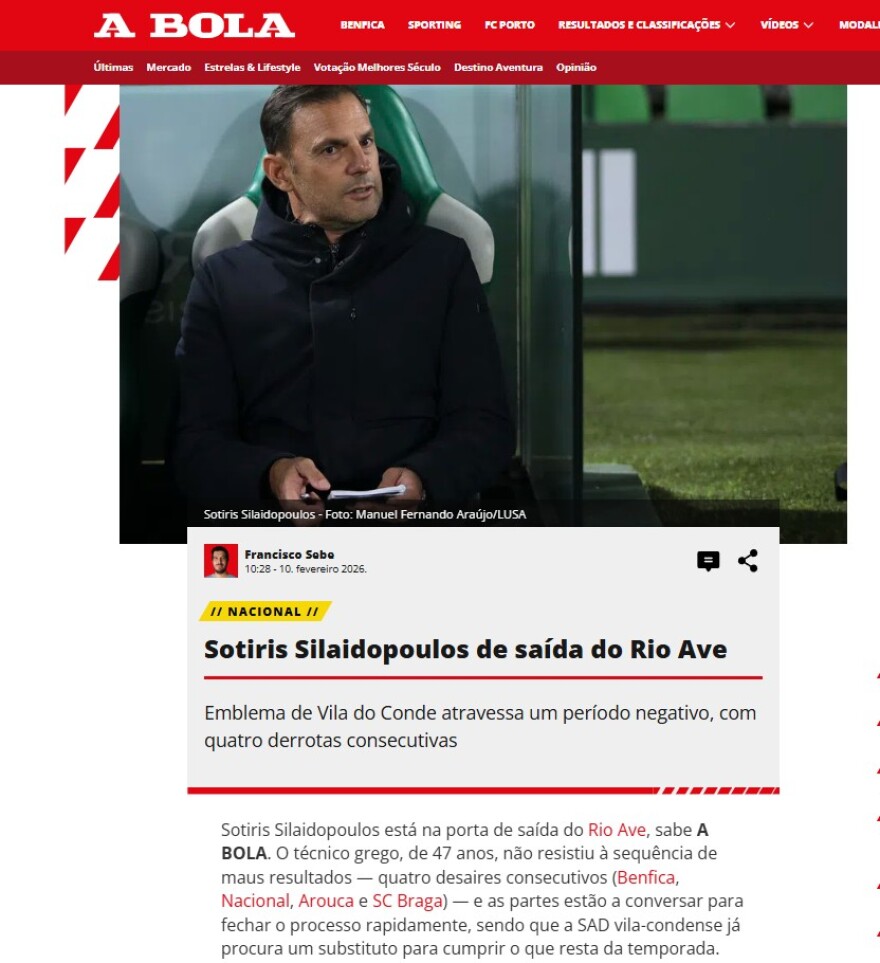 A Bola: Αποχωρεί ο Συλαϊδόπουλος από τη Ρίο Άβε