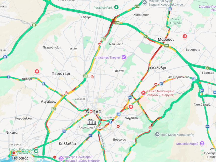 Αυξημένη η κίνηση σε Κηφισό και Κηφισίας, πού αλλού εντοπίζονται προβλήματα
