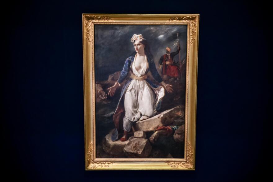 Από σήμερα εκτίθεται ο εμβληματικός πίνακας του Ντελακρουά «η Ελλάδα στα ερείπια του Μεσολογγίου», δείτε φωτογραφίες