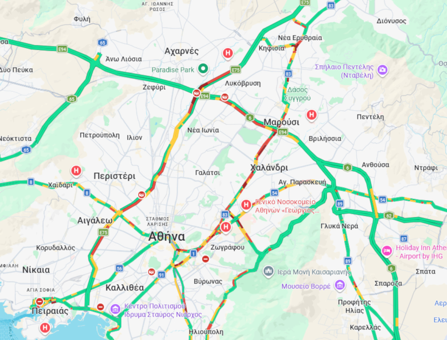 Κίνηση στους δρόμους: «Στο κόκκινο» Κηφισός, Κηφισιάς, Αττική Οδός, που αλλού υπάρχουν προβλήματα 