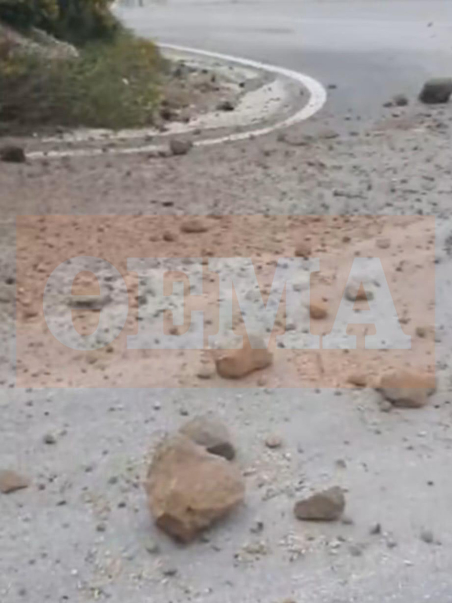 Κατολισθήσεις βράχων στον δρόμο για το λιμάνι του Αθηνιού στη Σαντορίνη, δείτε βίντεο και φωτογραφίες 
