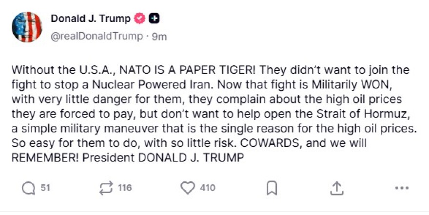 Ο Τραμπ κατηγορεί το ΝΑΤΟ για «έλλειψη υποστήριξης» στον πόλεμο κατά του Ιράν: Δειλοί θα το θυμόμαστε