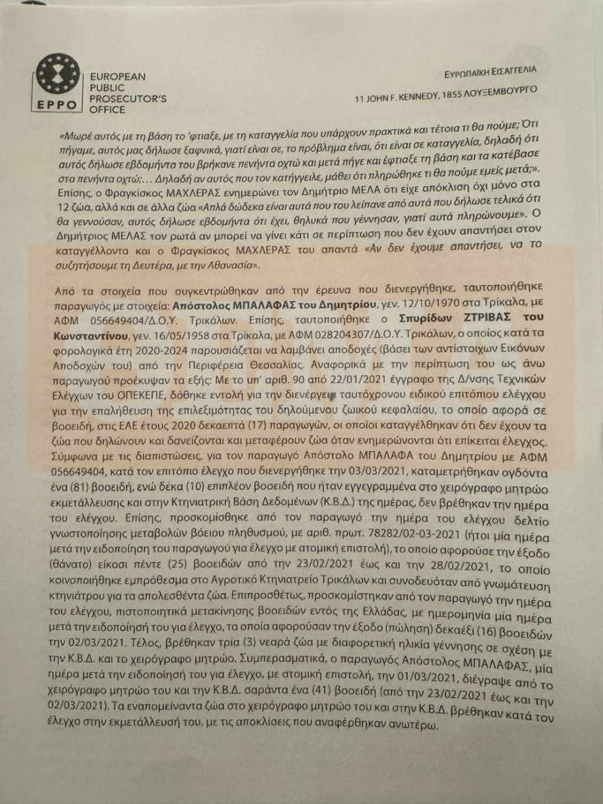 ΟΠΕΚΕΠΕ: Κακούργημα η πλαστογραφία της Παπακώστα για... 42 βόδια - Τι αναφέρει το πόρισμα της Ευρωπαϊκής Εισαγγελίας για Λιβανό και Καραμανλή