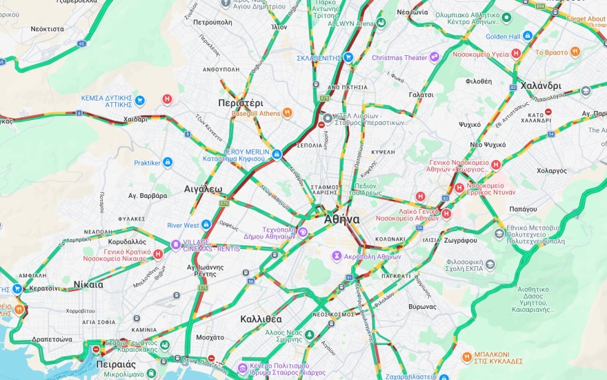 Live η κίνηση στους δρόμους: Καθυστερήσεις σε Κηφισό και Κηφισίας, πού αλλού υπάρχουν προβλήματα