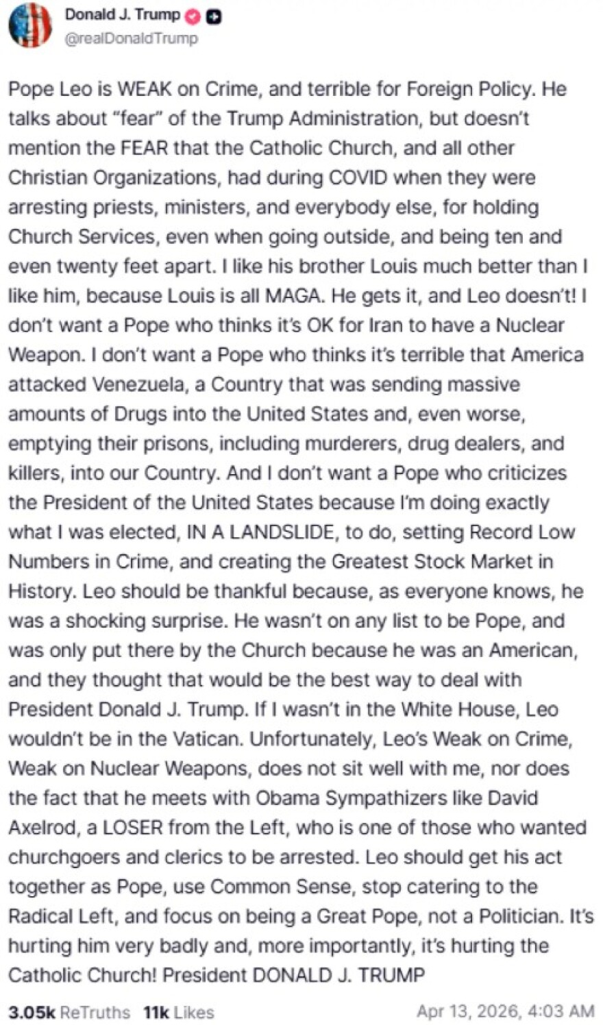 Στο πλευρό του Πάπα ο πρόεδρος του Ιράν, καταδικάζει την επίθεση Τραμπ