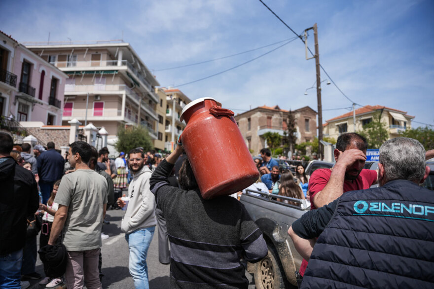 Κτηνοτρόφοι μπλόκαραν την είσοδο 700 επιβατών στο «Νήσος Σάμος» στη Μυτιλήνη και έριξαν γάλα στο λιμάνι, δείτε βίντεο 
