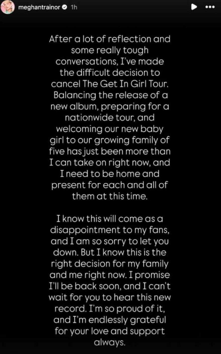 Η Μέγκαν Τρέινορ ακύρωσε την περιοδεία της: Είναι η σωστή απόφαση για την οικογένειά μου και για μένα