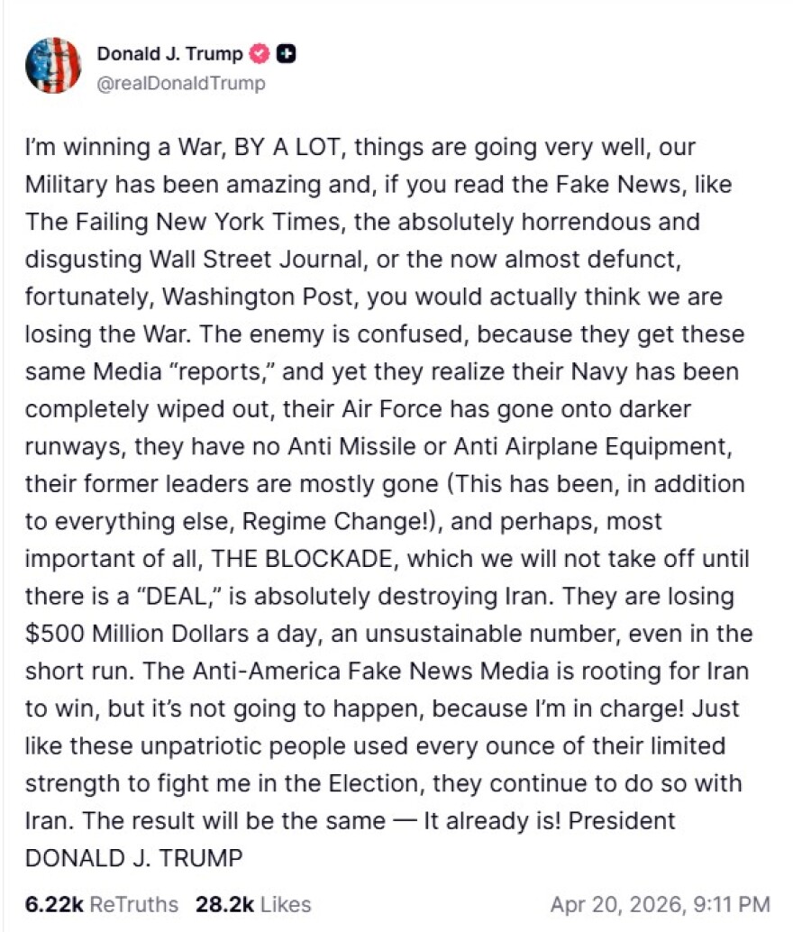 Τραμπ: Οι Ιρανοί χάνουν 500 εκατ. δολάρια την ημέρα - Ναυτικός αποκλεισμός μέχρι να υπάρξει συμφωνία