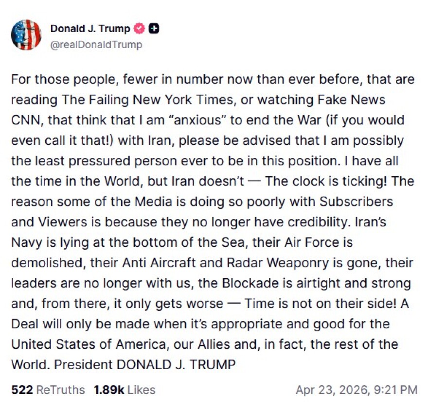 Δεν βιάζομαι καθόλου για συμφωνία, λέει ο Τραμπ, «το Ιράν είναι αυτό που καίγεται»