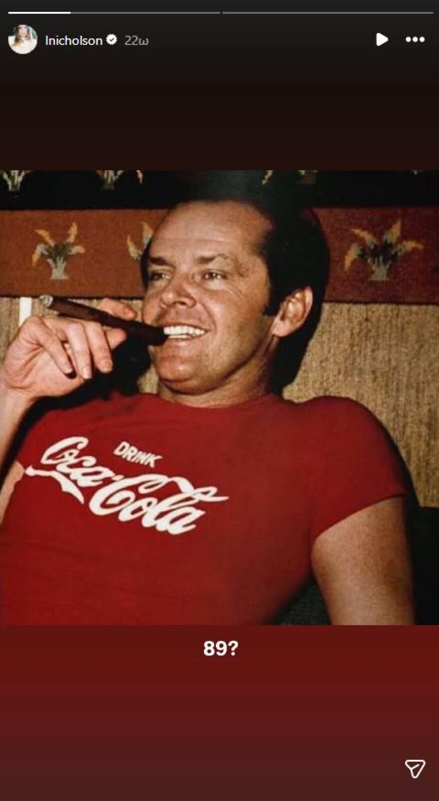 Ο Τζακ Νίκολσον σε μια σπάνια φωτογραφία για τα 89α γενέθλιά του