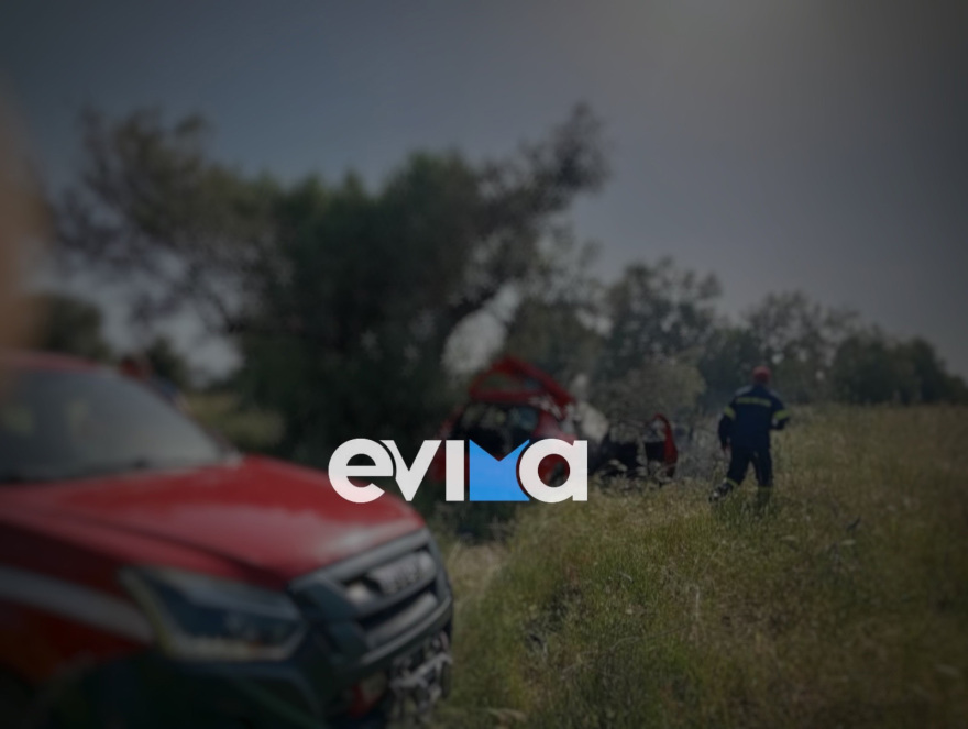 Σοβαρό τροχαίο στην Ερέτρια, αυτοκίνητο έπεσε πάνω σε δέντρο και έπιασε φωτιά 