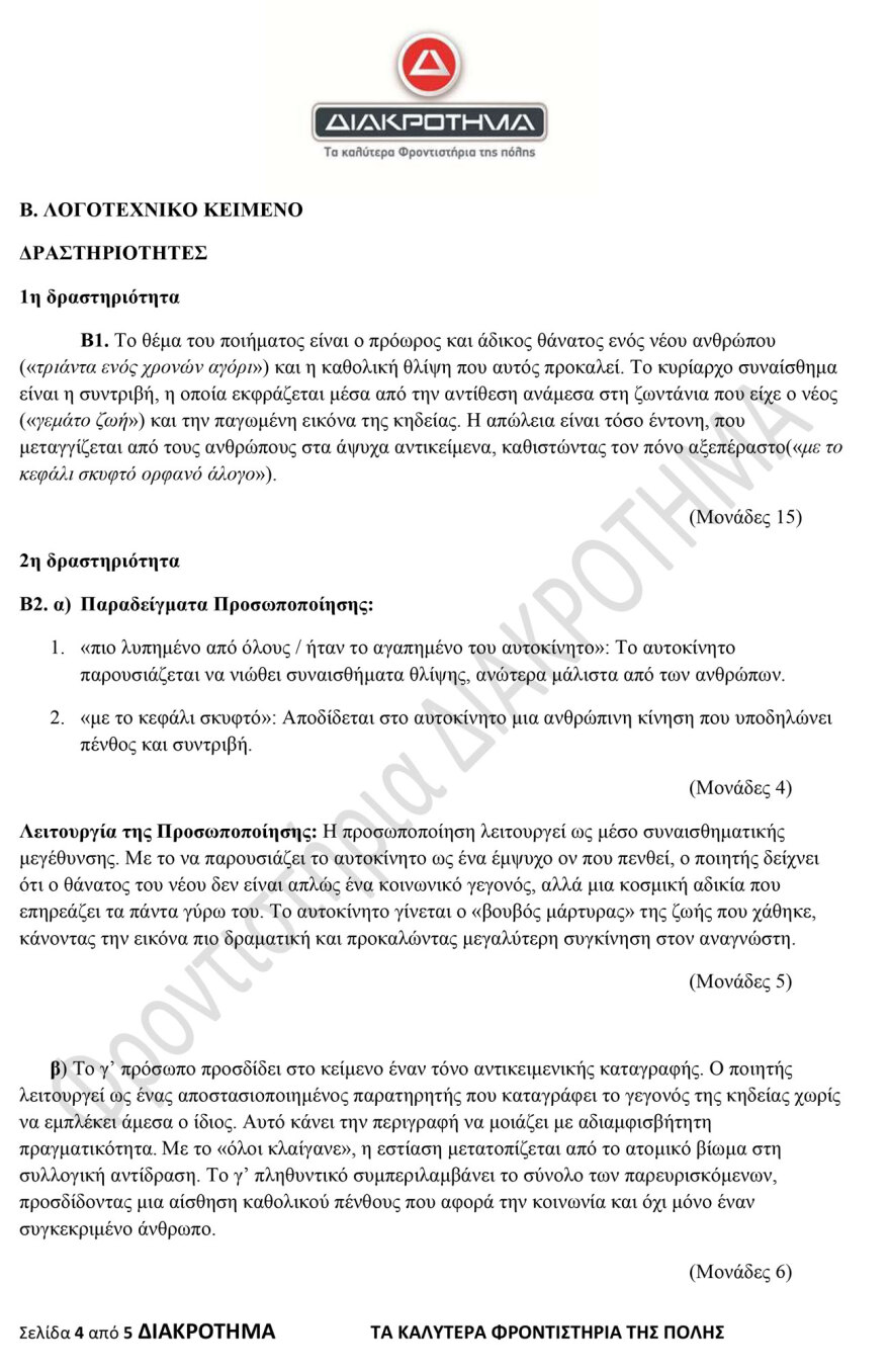 Διαγώνισμα προσομοίωσης στα Νέα Ελληνικά ΕΠΑΛ από το φροντιστήριο Διακρότημα 