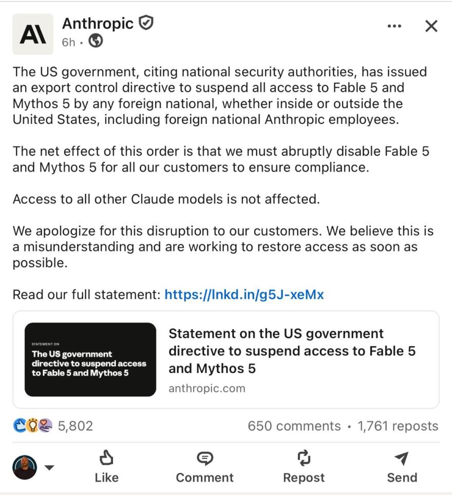 Οι ΗΠΑ μπλοκάρουν την πρόσβαση αλλοδαπών στα δύο κορυφαία μοντέλα AI της Anthropic, ακόμη και στους υπαλλήλους της!