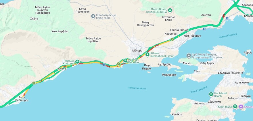 Μποτιλιάρισμα στην Αθηνών - Κορίνθου, από τους Αγίους Θεοδώρους μέχρι τα Μέγαρα 6 Κίνηση τώρα: Χαμηλές ταχύτητες στην Αθηνών - Κορίνθου, μποτιλιαρίσματα από τους Αγίους Θεοδώρους μέχρι τα Μέγαρα
