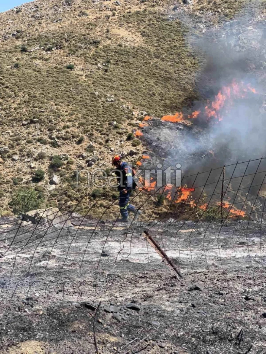 Φωτιά στο Μελιδοχώρι Ηρακλείου: 112 για εκκένωση δύο περιοχών, οι ισχυροί άνεμοι αναζωπυρώνουν το μέτωπο