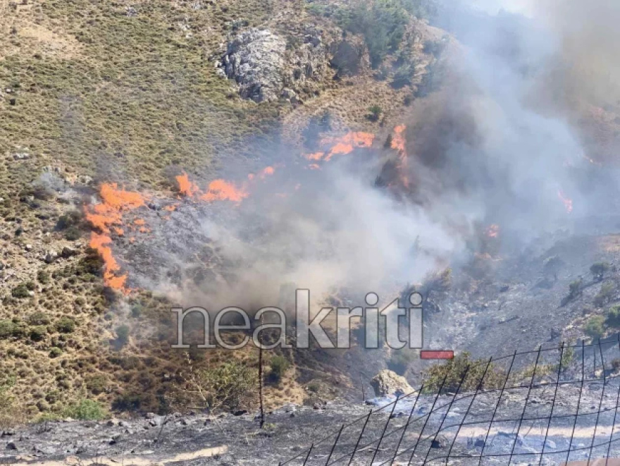 Φωτιά στο Μελιδοχώρι Ηρακλείου: 112 για εκκένωση δύο περιοχών, οι ισχυροί άνεμοι αναζωπυρώνουν το μέτωπο