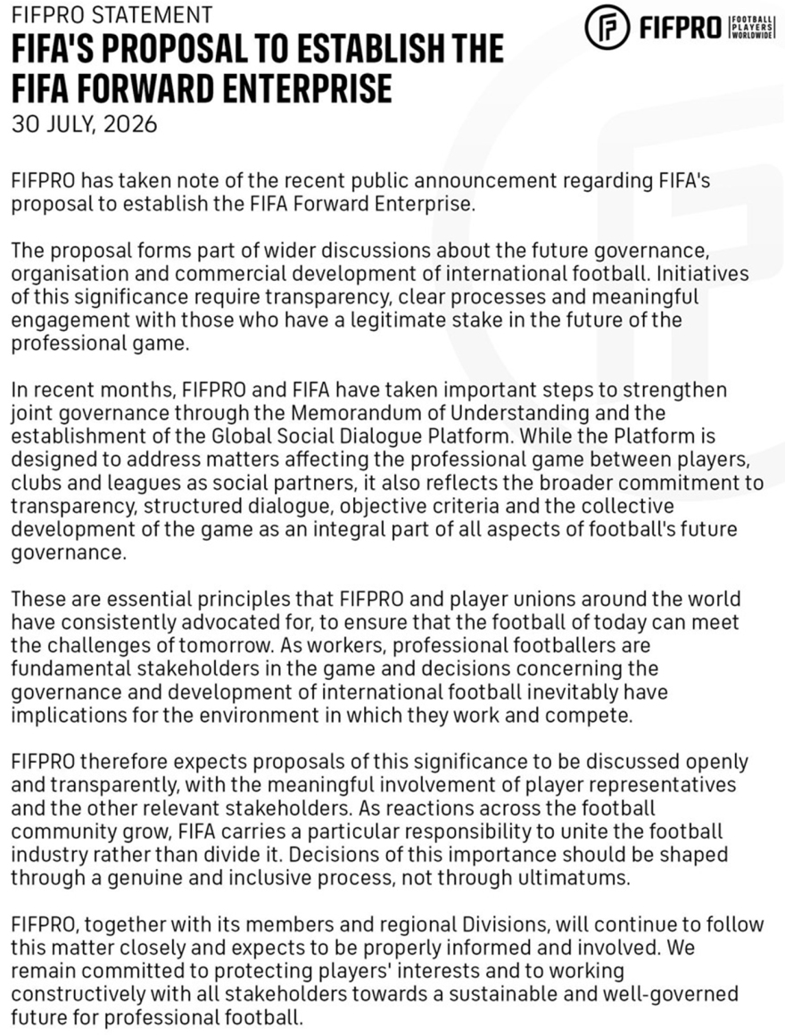 H FIFA προχωρά στο σχέδιο για ιδιωτικές επενδύσεις παρά το ευρωπαϊκό μποϊκοτάζ, γράφει το Reuters
