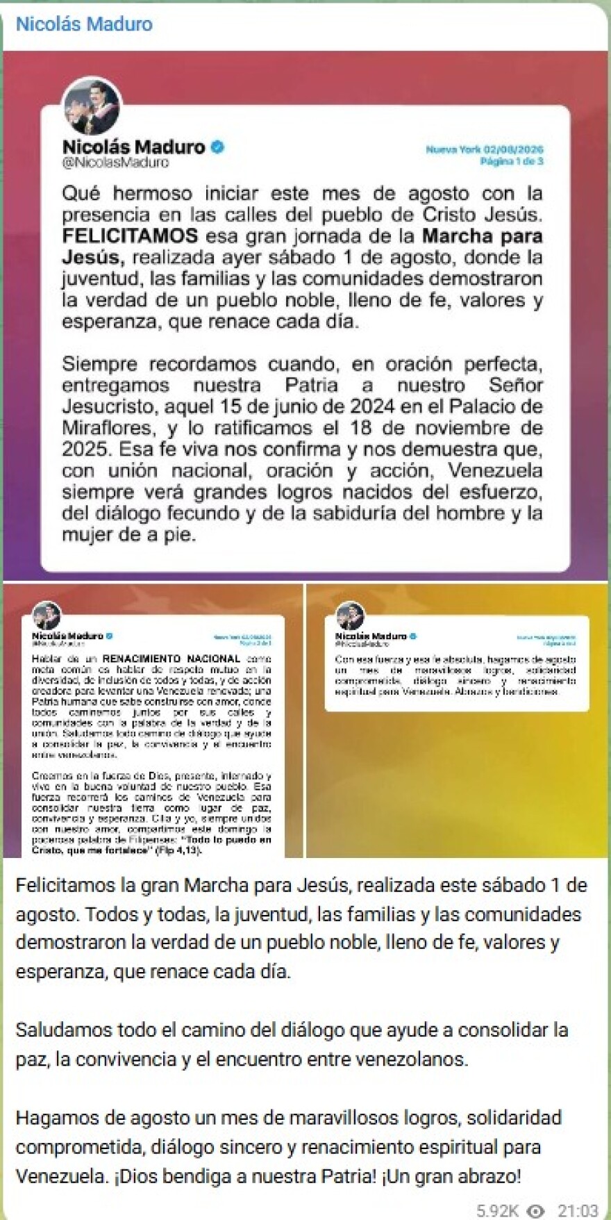 Με... κεφαλαία γράμματα, αλά Τραμπ, ο Μαδούρο χαιρετίζει μέσα από τις φυλακές τον διάλογο για πολιτική μετάβαση και εκλογές στη Βενεζουέλα