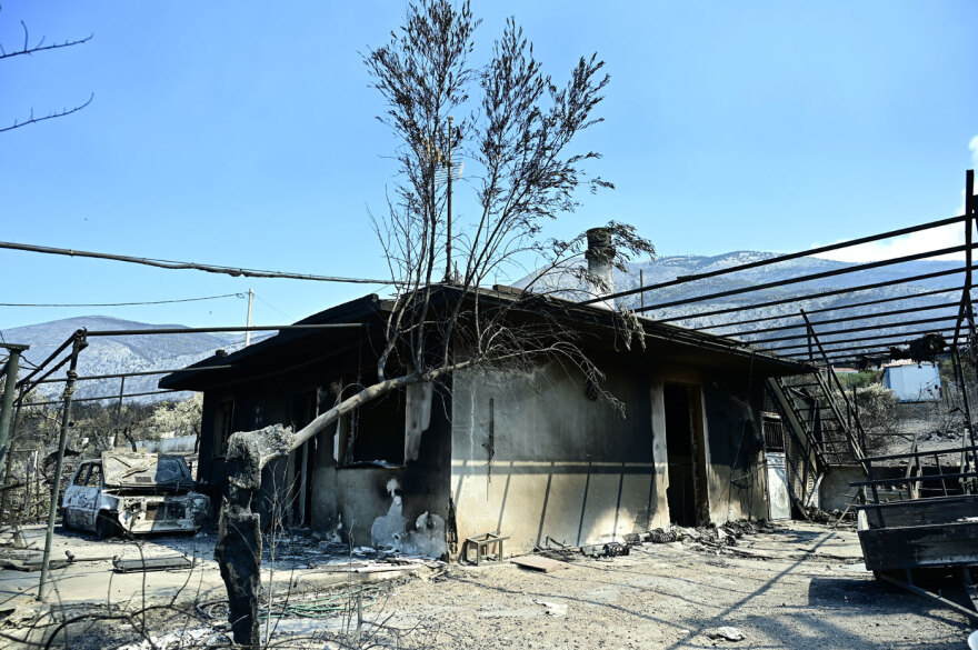 Στάχτες παντού: Αποκαρδιωτικές εικόνες από το Πόρτο Γερμανό, μια ημέρα μετά το σαρωτικό πέρασμα της φωτιάς